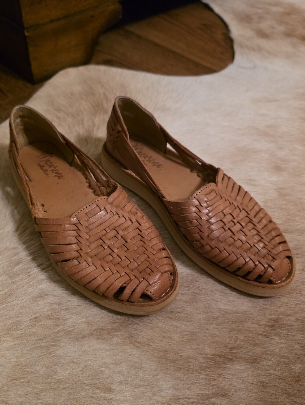 Macarena Collecrion Woven Leather Huarache Flats - Tan